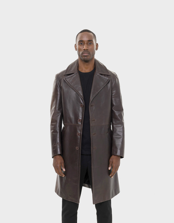 Bryson Men's Leather Fall Trench Coat